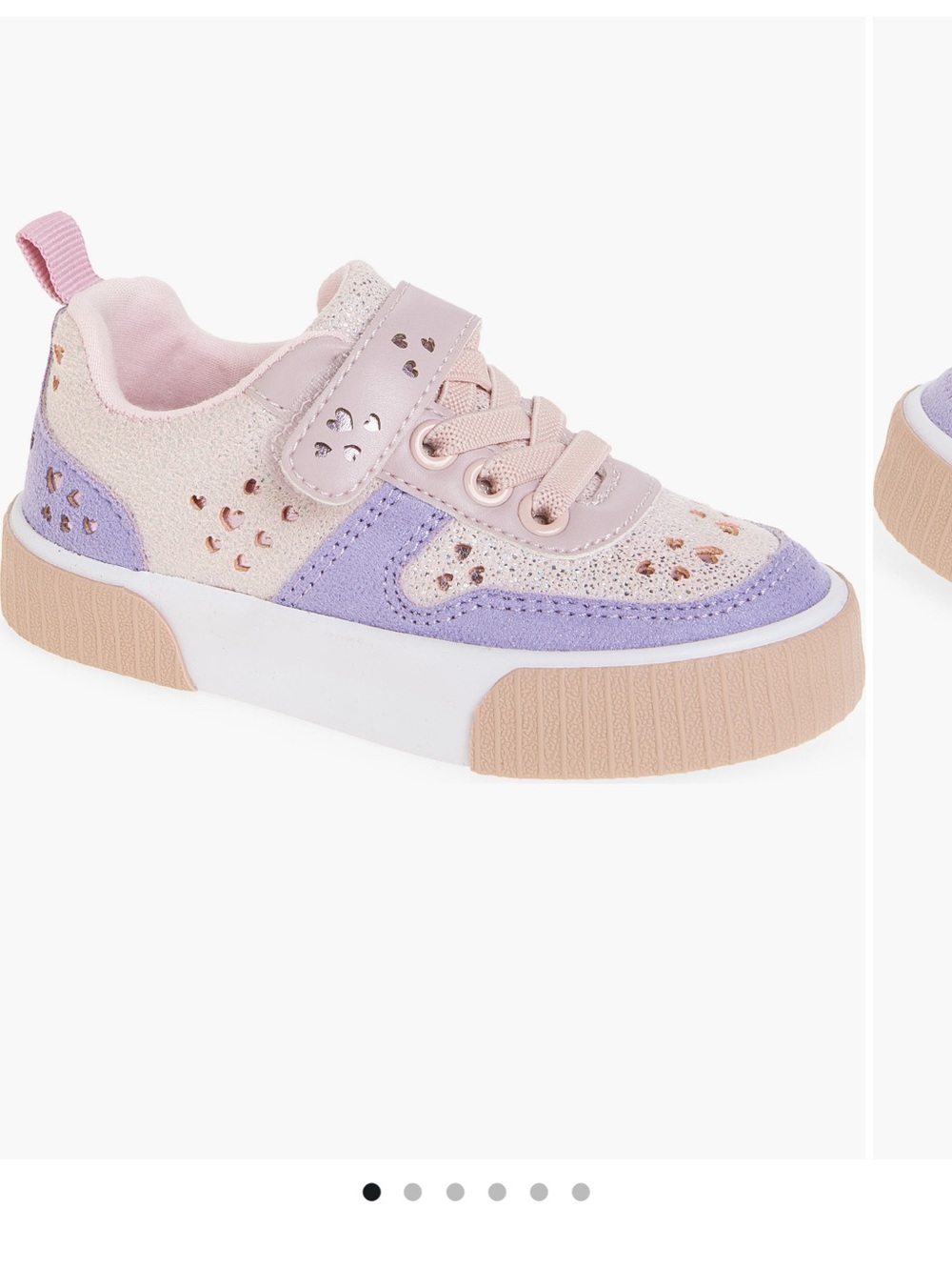 Harper Canyon Kids Heart Accent Sneaker in Pink, Lavender & Tan